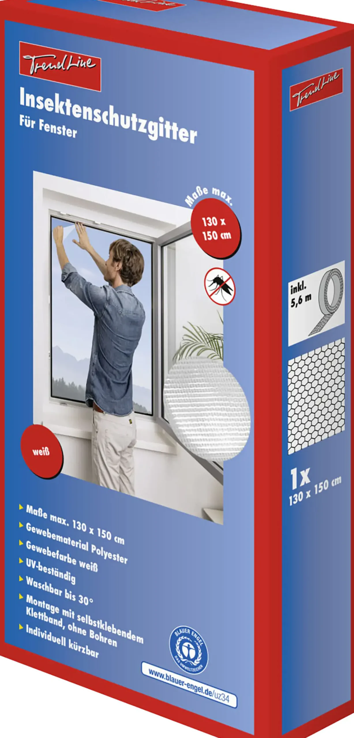 TrendLine Fliegengitter 130 x 150 cm weiß kürzbar