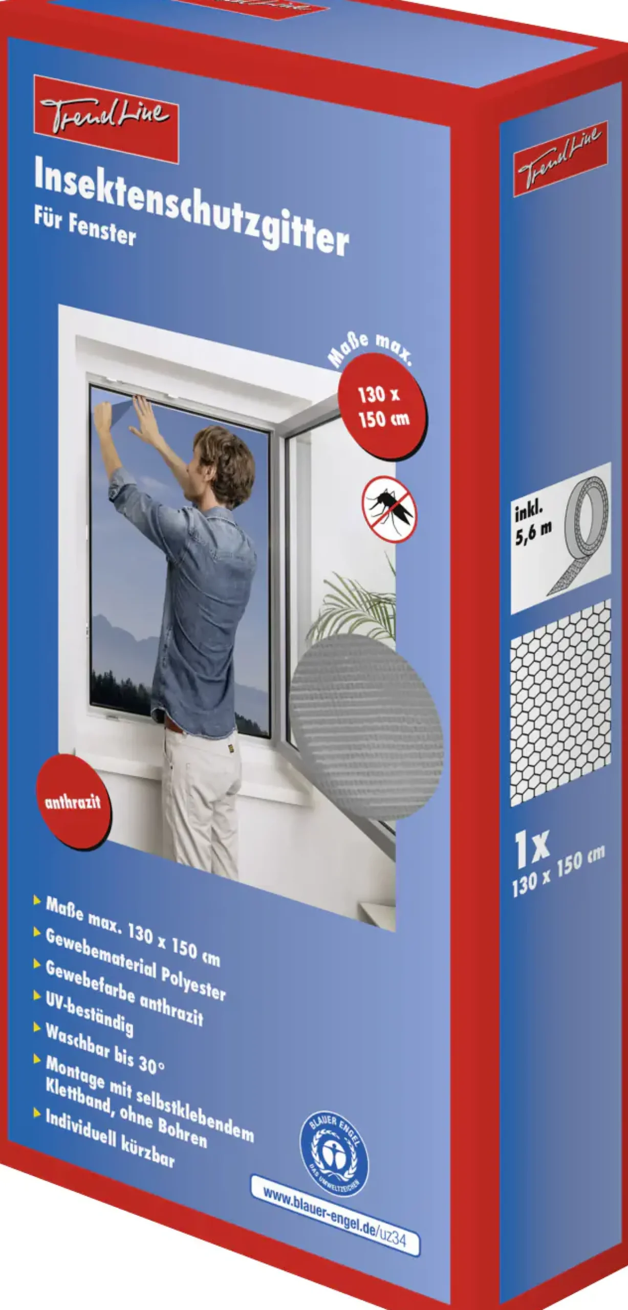 TrendLine Fliegengitter 130 x 150 cm anthrazit kürzbar