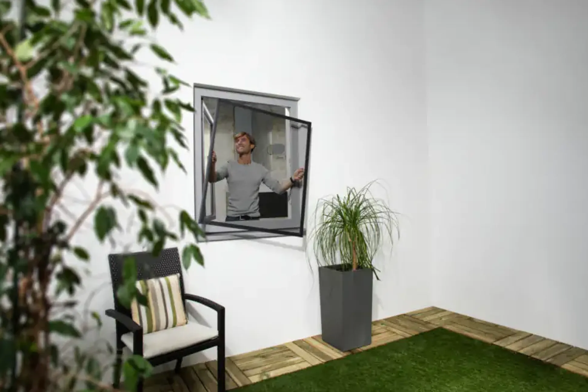 TrendLine Fliegenschutz-Fenster SLIM 120 x 150 cm anthrazit/anthrazit kürzbar