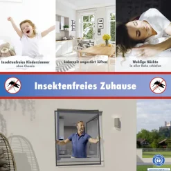 TrendLine Fliegenschutz-Fenster 120 x 150 cm schwarz/anthrazit kürzbar