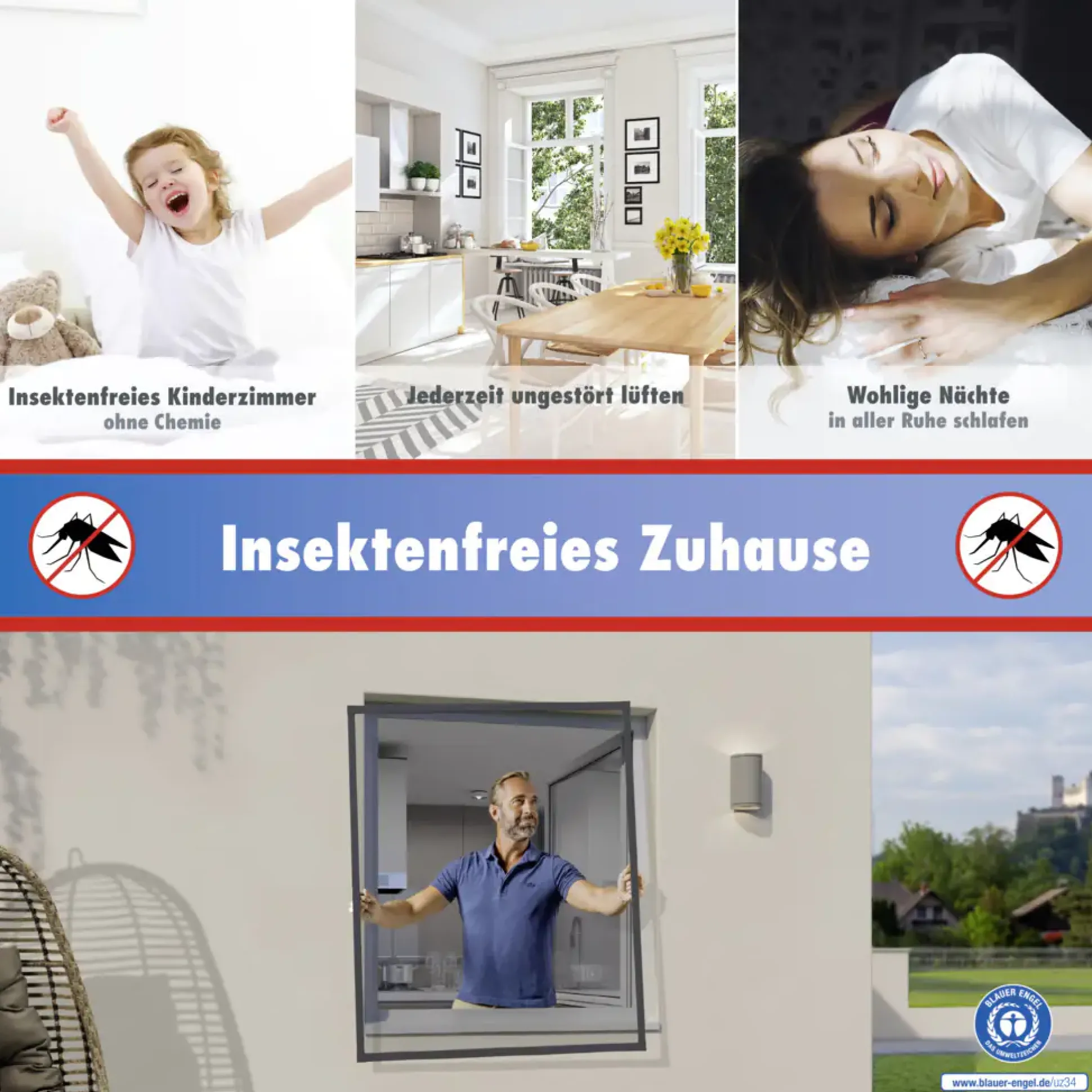 TrendLine Fliegenschutz-Fenster 120 x 150 cm schwarz/anthrazit kürzbar
