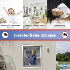 TrendLine Fliegenschutz-Fenster 120 x 150 cm schwarz/weiß kürzbar