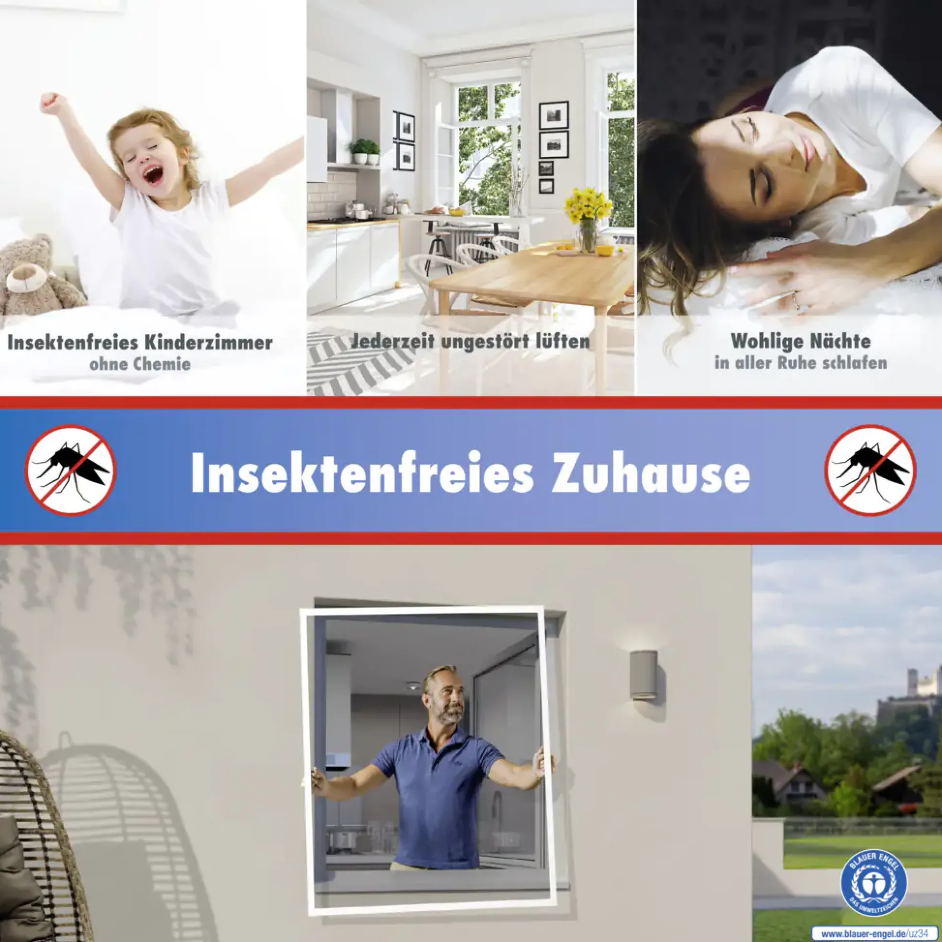TrendLine Fliegenschutz-Fenster 120 x 150 cm schwarz/weiß kürzbar