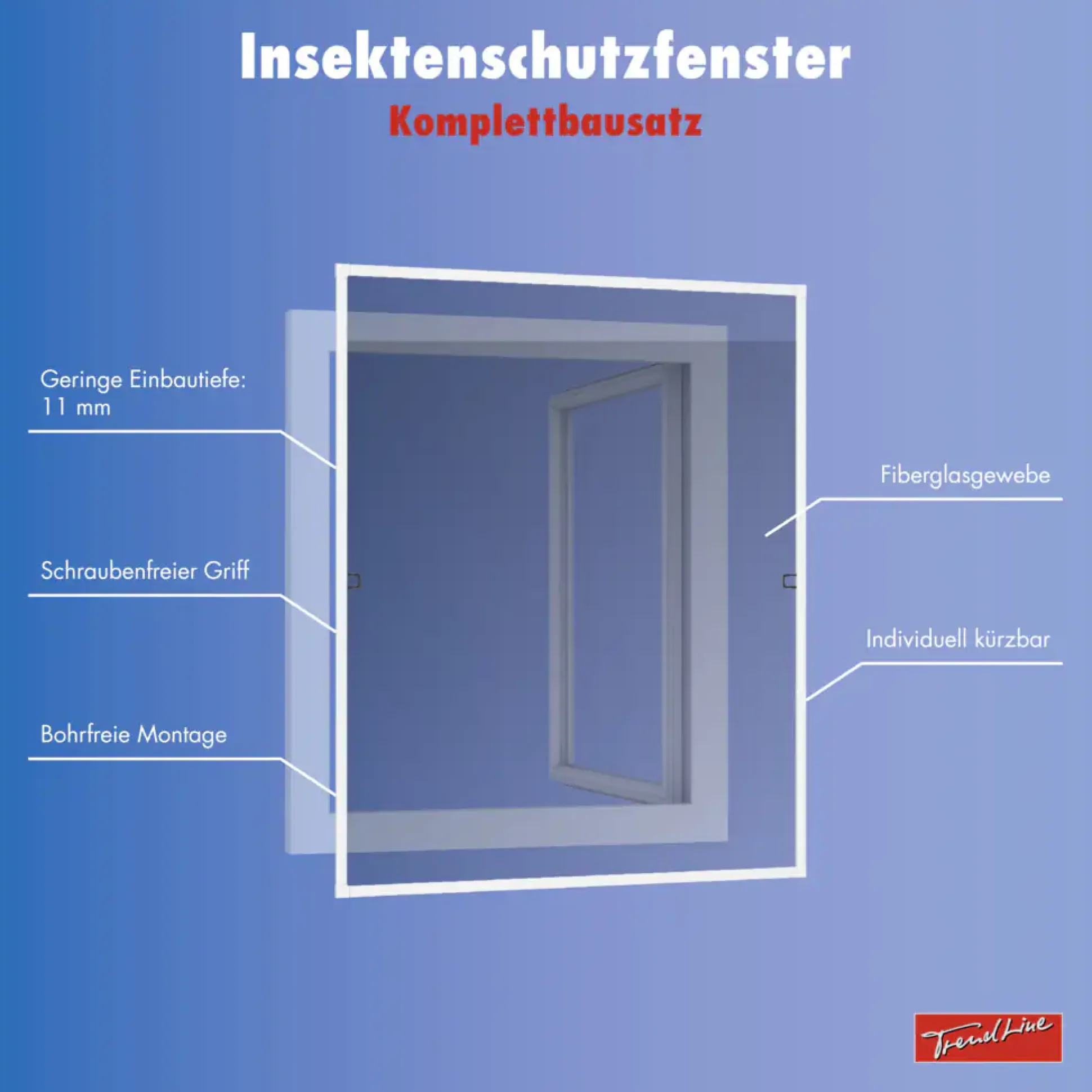 TrendLine Fliegenschutz-Fenster 120 x 150 cm schwarz/weiß kürzbar
