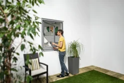 TrendLine Fliegenschutz-Magnetfenster 100 x 120 cm anthrazit/anthrazit kürzbar