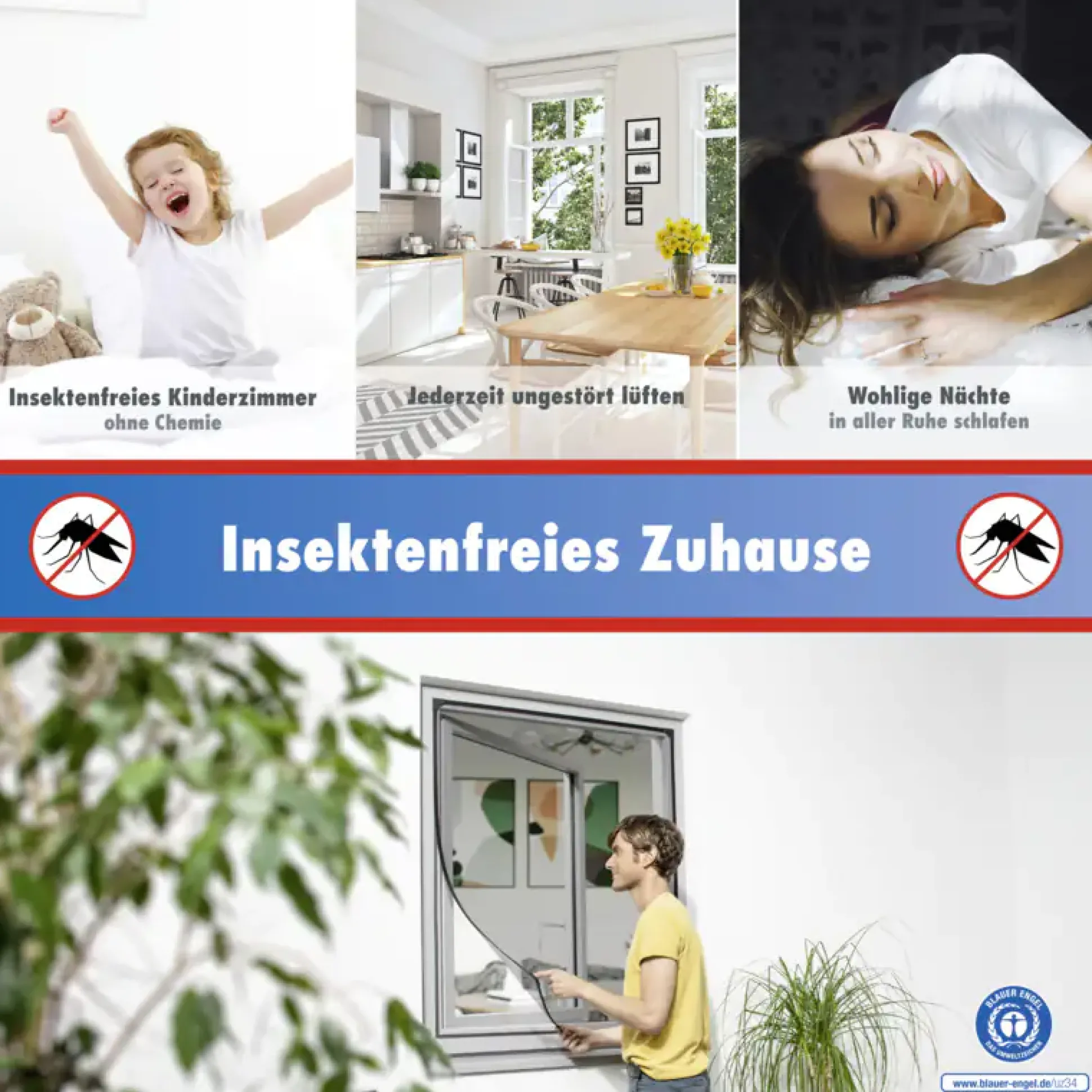 TrendLine Fliegenschutz-Magnetfenster 100 x 120 cm anthrazit/anthrazit kürzbar