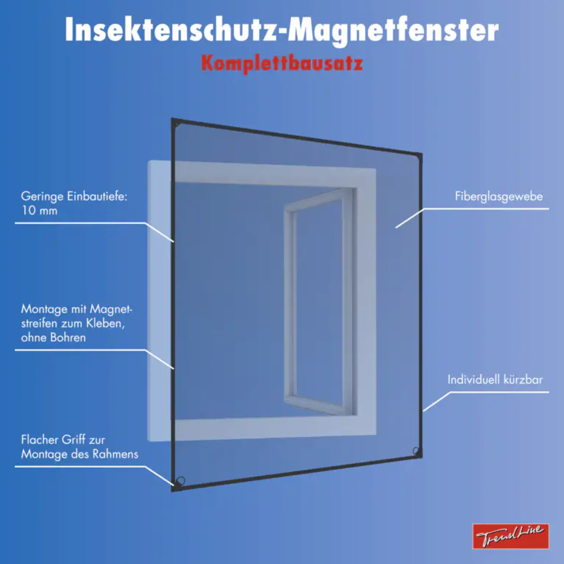 TrendLine Fliegenschutz-Magnetfenster 100 x 120 cm anthrazit/anthrazit kürzbar
