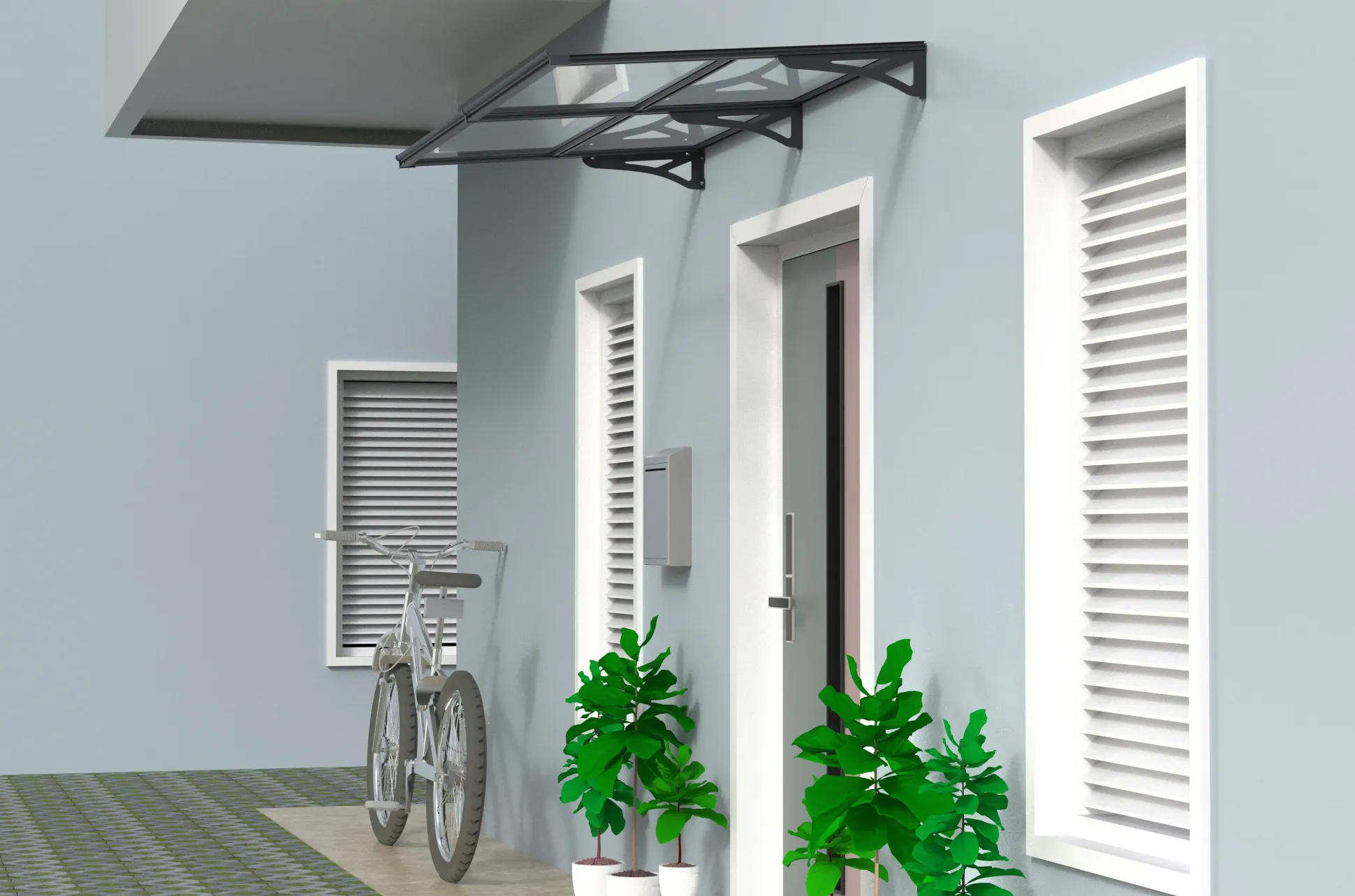 TrendLine Vordach Bordeaus Aluminium schwarz 200 x 90 cm