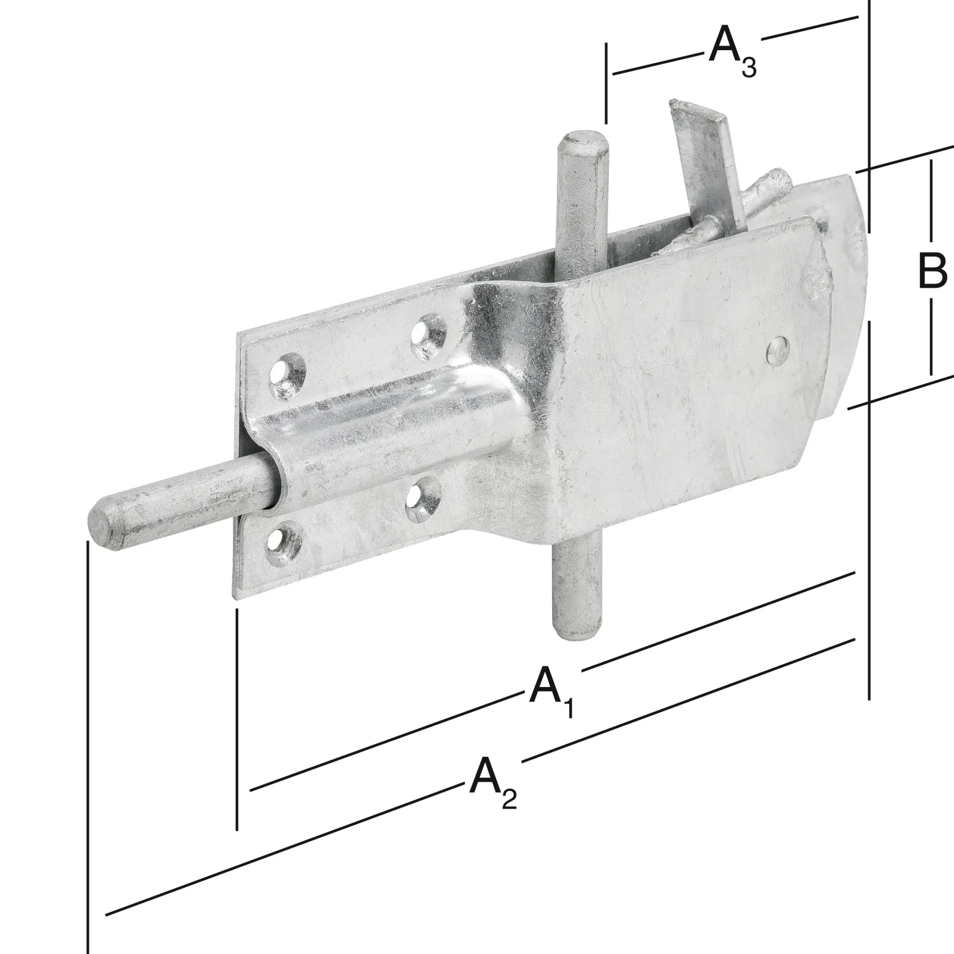 Vormann Sicherheits-Stallriegel feuerverzinkt 200/265/130 x 65 mm