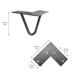 Wagner Möbelfuß Hairpin Stahl 12 x 12 cm schwarz - 1 Stück