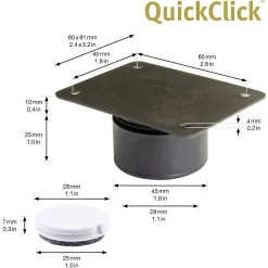 Wagner Möbelfuß Justus Duo QuickClick Kunststoff Ø 4 x 2 cm schwarz - 4 Stück