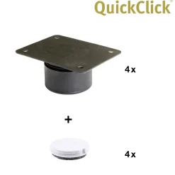 Wagner Möbelfuß Justus Duo QuickClick Kunststoff Ø 4 x 2 cm schwarz - 4 Stück