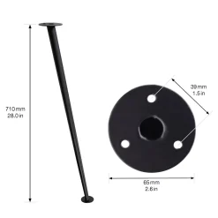 Wagner Möbelfuß ST 5571 Stahl Ø 10 x 71 cm schwarz - 1 Stück