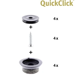 Wagner Möbelgleiter zum Anschrauben Ultrasoft schwarz grau Ø 20 mm - 4 Stück