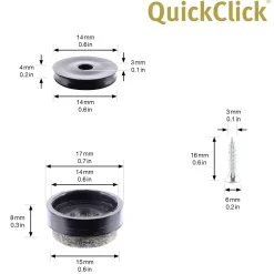 Wagner Möbelgleiter zum Anschrauben Ultrasoft grau schwarz Ø 17 mm - 4 Stück