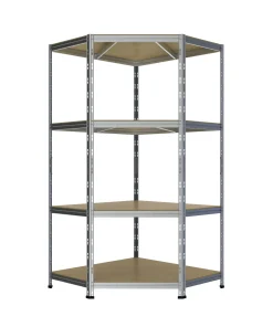 Werkstattregal eckig Stahl Rivet 180 x 90 cm 4 Holzböden 1000 kg