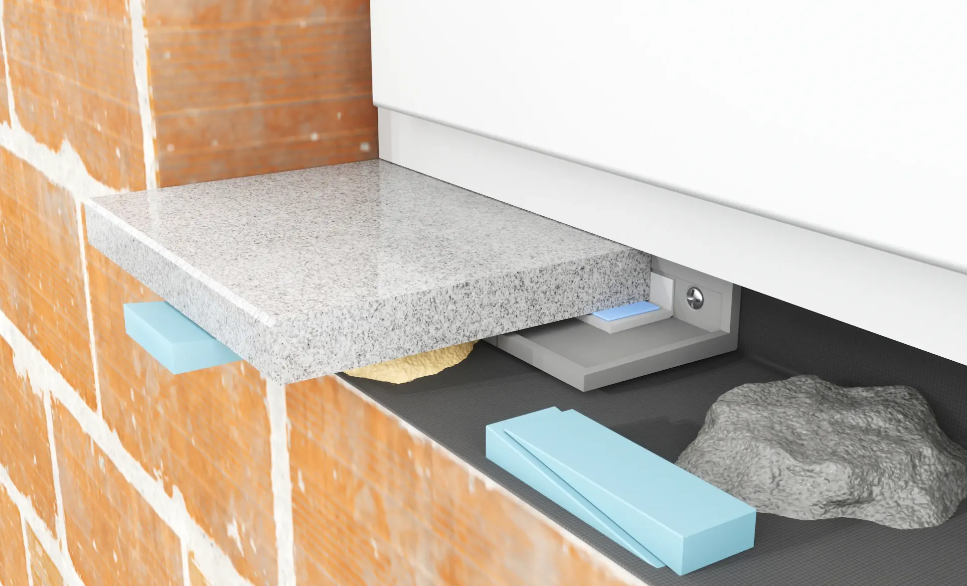 Wigastone Fensterbank Einbauhilfeset für Innen