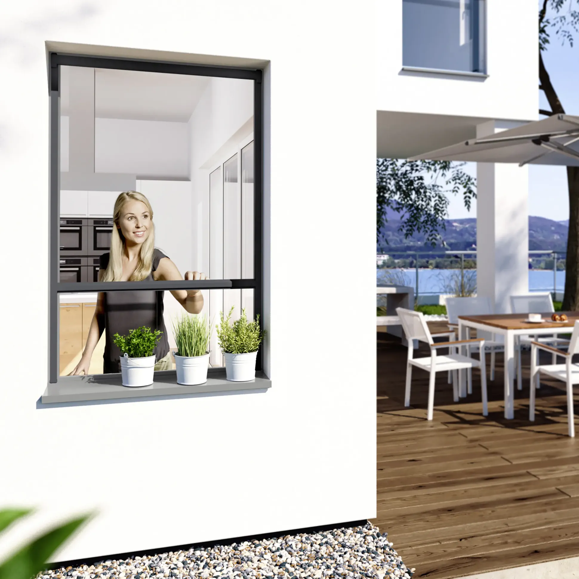 Windhager IS Maßrollo Fenster bis 130 x 160 cm schwarz/anthrazit